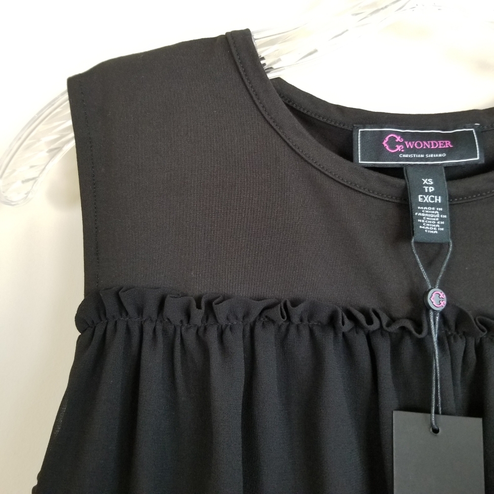 C Wonder Sleeveless Top Tank With Overlay XS NWT - Picture 2 of 6